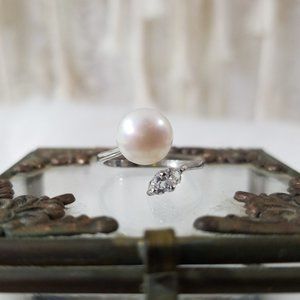 nwot 9mm Ivory Saltwater Pearl Silver Wrap Ring